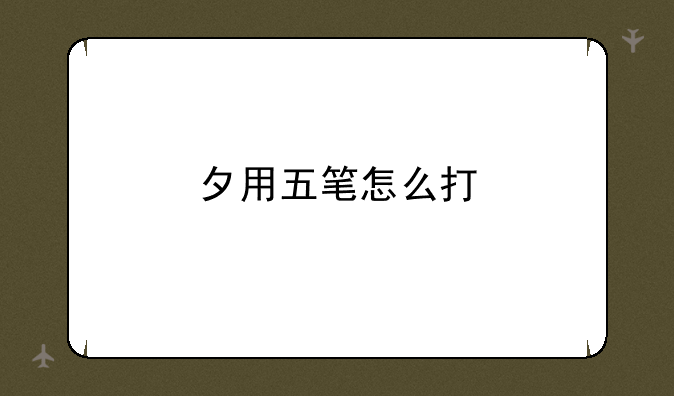 夕用五笔怎么打