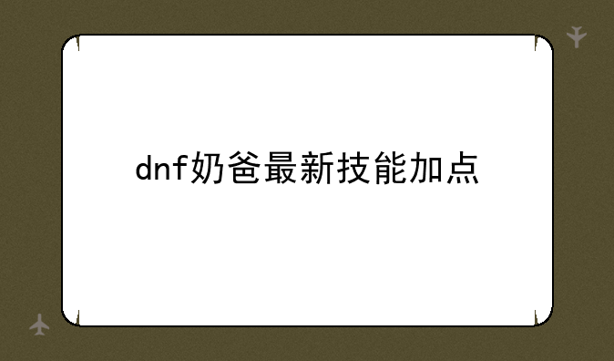 dnf奶爸最新技能加点