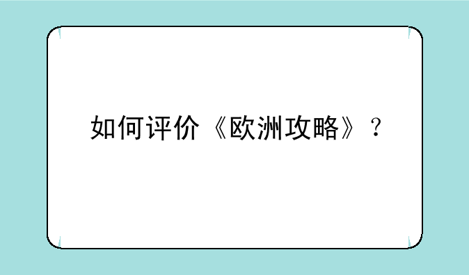 如何评价《欧洲攻略》？