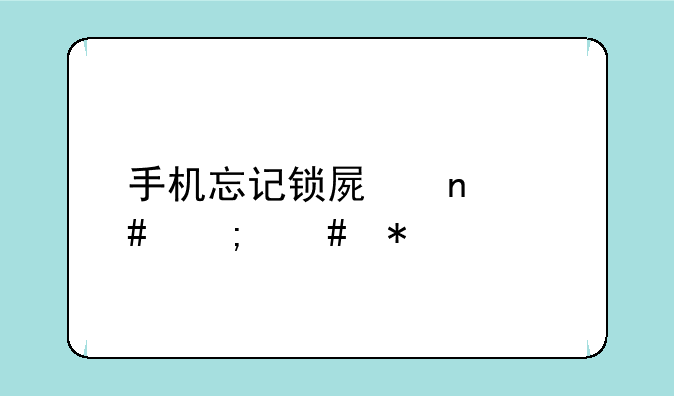 手机忘记锁屏图案怎么办
