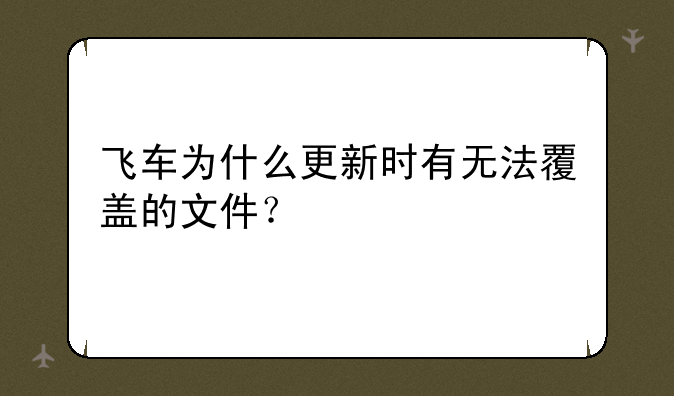 飞车为什么更新时有无法覆盖的文件？